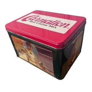 1995 Vintage First Edition Carnation Hot Cocoa Mix Metal Tin 8” x 5.5”